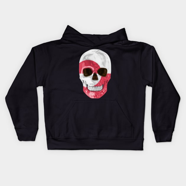 Greenland Flag Skull - Gift for Greenlandic With Roots From Greenland Kids Hoodie by Country Flags